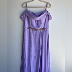Elizabeth K Formal Satin Beaded Long Maxi Dress SZ XL
